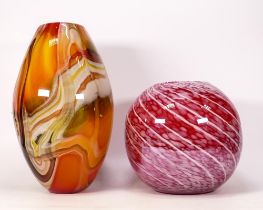 Two studio art glass vases. Height of tallest 31cm