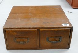 Two Draw Vintage Oak Filing Cabinet, length 39.5cm, depth 39cm