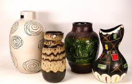 A collection of Mid Century Style items to include Parlane Geometric Pattern Vase 31cm tall. West
