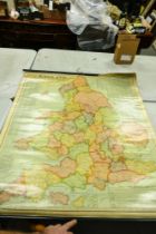 Large Fabric Backed Scarborough's Map Of England & Wales, approx. 96 x 101cm