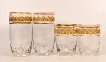 Four De Lamerie Fine Bone China heavily gilded Non Matching Cut Glass Crystal Tumblers/ Whiskey