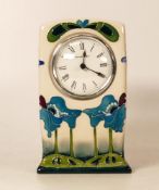 Moorcroft Blue Heaven mantle clock. Dated 2009, height 16cm. Boxed