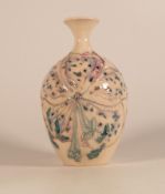 Lise B. Moorcroft hand thrown vase with lilac & aqua decoration, dated 2002, diameter 17cm