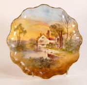 Royal Doulton shaped plate, hand painted with "Guys Cliff Mill" by C Hart, d.20cm