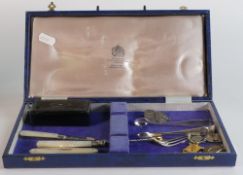 A collection of items including badges, Silver mother of pearl penknives'' etc