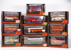 A collection of Exclusive First Edition 1:75 scale Model Buses including Leyland National Unit Coach