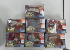 A collection of Star Wars Action Fleet Micro Machines Display Vehicles including Incom T-16