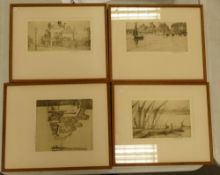Four Walter Greaves 1846 -1930 Scenes of London Signed Prints , largest 37 x 30cm(4)