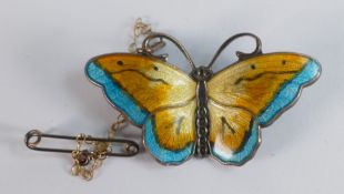Norwegian Silver/enamel butterfly brooch.