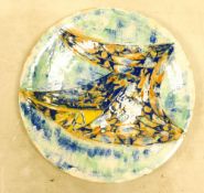 Lise B Moorcroft experimental abstract Charger , chip repaired , initialled on base , 52cm diameter