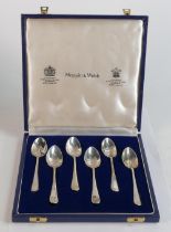 Set of Mappin & Webb Royal Wedding 1981 Silver spoons, 93.7g in leather presentation box.