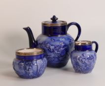 Pre Moorcroft, Macintyre 3 piece pottery tea set depicting The Bell pub at Edmonton. A scarce and
