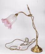 Christopher Wray Lighting Works adjustable table lamp in the Victorian Style with Pink Glass