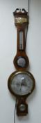 A. Carioli of Holmfirth, 19th Century Banjo Inlaid Barometer with decorative image of a Windmill