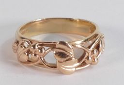 9ct gold unisex keepers ring, size Q, 4.5g.