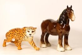 Beswick 818 brown shire together with Cheetah 3009 (2)