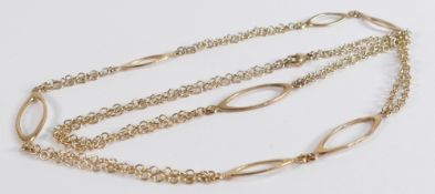 9ct gold oval hoop necklace, 9.1g.