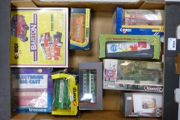 A collection of Boxed Corgi Model Buses including Barton Transport set, Hi Speed Mini Bus, Die
