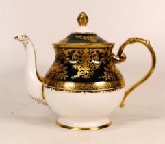 De Lamerie Fine Bone China heavily gilded Black Exotic Garden Pattern Teapot, specially made high