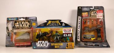 A collection of Star Wars Action Fleet Micro Machines Display Vehicles including Imperial Star