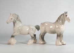 Beswick 818 & 975 light grey Shire horses (2)