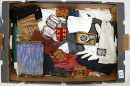 A collection of ladies vintage kid leather & similar gloves , belt buckles & similar