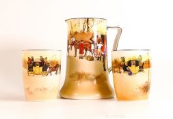 Royal Doulton Coaching Series Ware jug & two beakers, tallest 17cm (3)