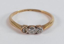 18ct gold diamond ring, one diamond missing, 1.5g.
