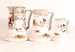 Royal Doulton Hunting Theme Series ware graduated set of three jugs, tallest 15.5cm (3)