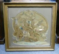 Framed Early 20th Century Embroidery on Silk, frame size 44 x 47 cm