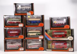 A collection of Exclusive First Edition 1:75 scale Model Buses including Macbraynes 18708,