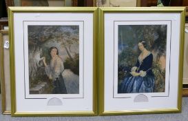 Framed Pair of Reproduction Coloured Baxter Portrait Prints, frame size 60 x 48cm(2)
