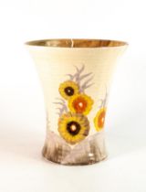 Clarice Cliff, large vase in the 'Rhodanthe' pattern, shape no.602 hand painted in brown and
