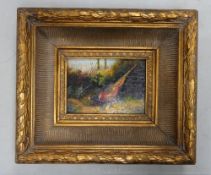A Thornburn signed Oil on canvas after Archibold Thorbin with image of Wild Pheasant, frame size
