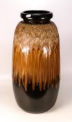 Very large West German Vase - running light brown to dark brown glaze on dark brown ground - 284-
