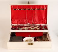 A collection of ladies costume jewellery including commemorative coins, gold core bangle, Silver,