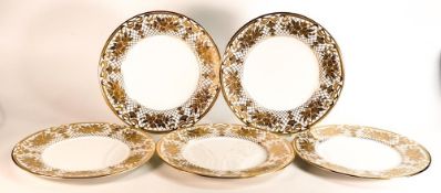 Five De Lamerie Fine Bone China heavily gilded Special Commission cabinet plates , specially made