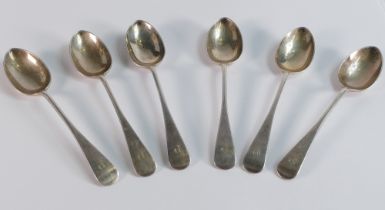 Set of 6 silver tea spoons, 102g.