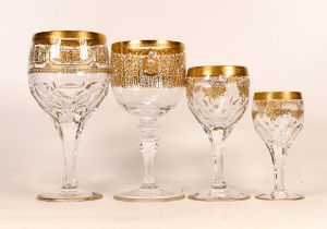 Four De Lamerie Fine Bone China heavily gilded Non Matching Cut Glass Crystal Glasses, specially
