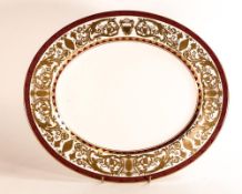 Large De Lamerie Fine Bone China heavily gilded Robert Adam patterned oval platter , specially