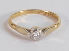 18ct gold ring set with solitaire diamond, ring size Q/R, 2.7g.