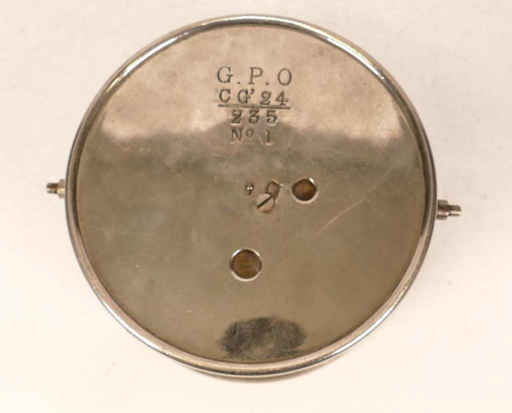 GPO chrome plated bulkhead type wall timepiece. The reverse stamped G.P.O. CG 24 235 No 1, - Image 2 of 2
