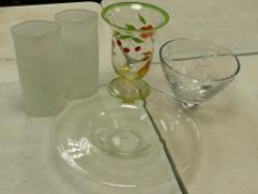 A collection of Large Glass items to include Large Mid 20th Century Glass Saucer Bowl 49cm wide