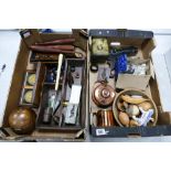 A mixed collection of items to include early 20th century cutlery tray, tea caddy , crumb tray