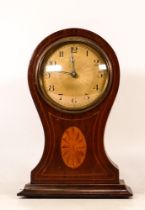 French Early 20th Century Inlaid Mahogany Mantle Clock, height 21.5cm