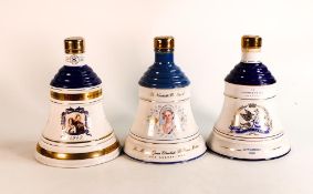 3 Sealed Royal Commemorative Whiskey Decanters. (3)