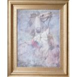 Large decorative classical picture of man with rearing horse, frame size h.154 x l.125.