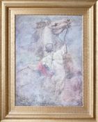 Large decorative classical picture of man with rearing horse, frame size h.154 x l.125.