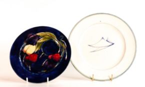 Moorcroft Yacht plate, diameter 21cm together with Wisteria saucer, diameter 18cm both with minor