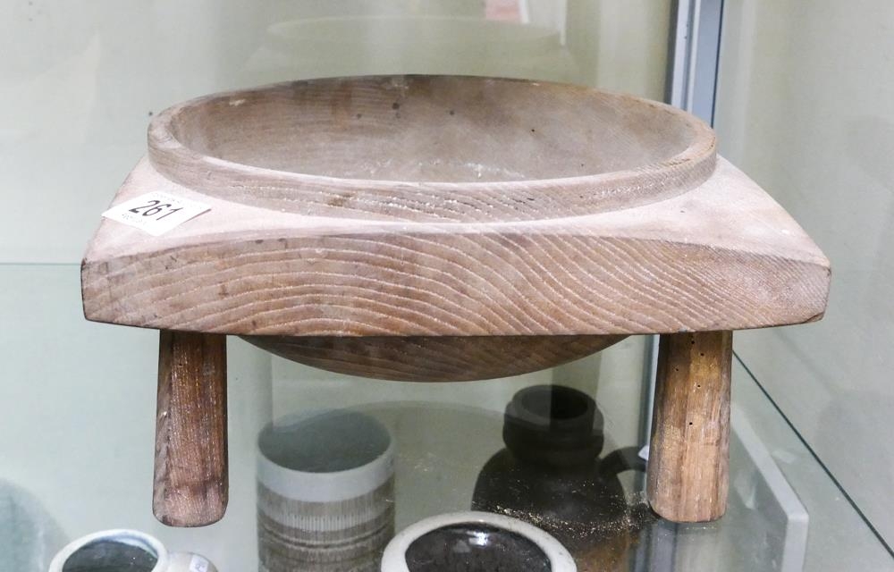 Large Hand Turned Wooden Pedestal bowl, length 26.5cm, height 14cm